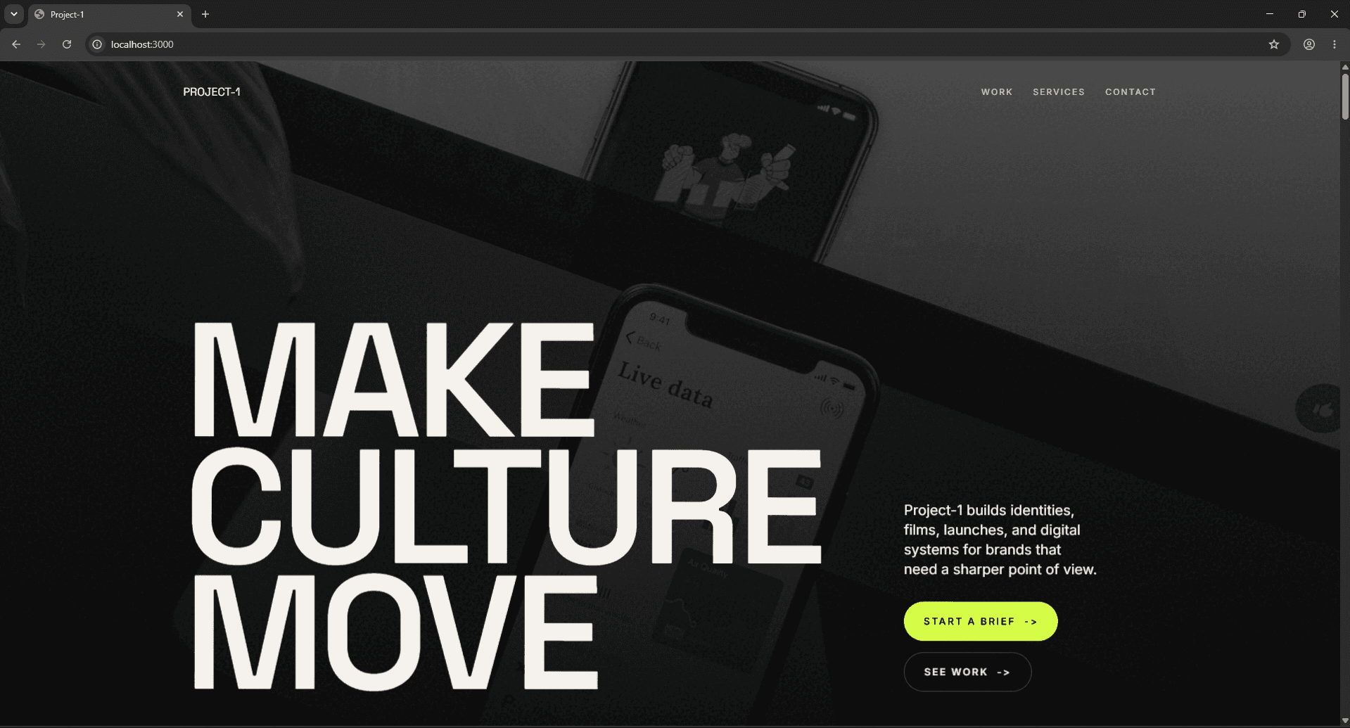 Project-1 creative studio homepage with Make Culture Move headline